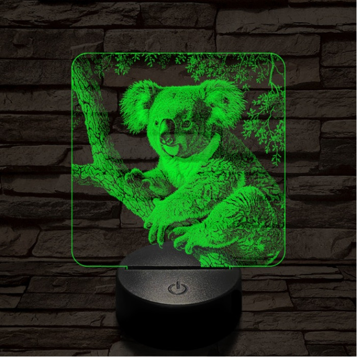 Kapaszkodó koala 7 színű valósághű 3D led lámpa