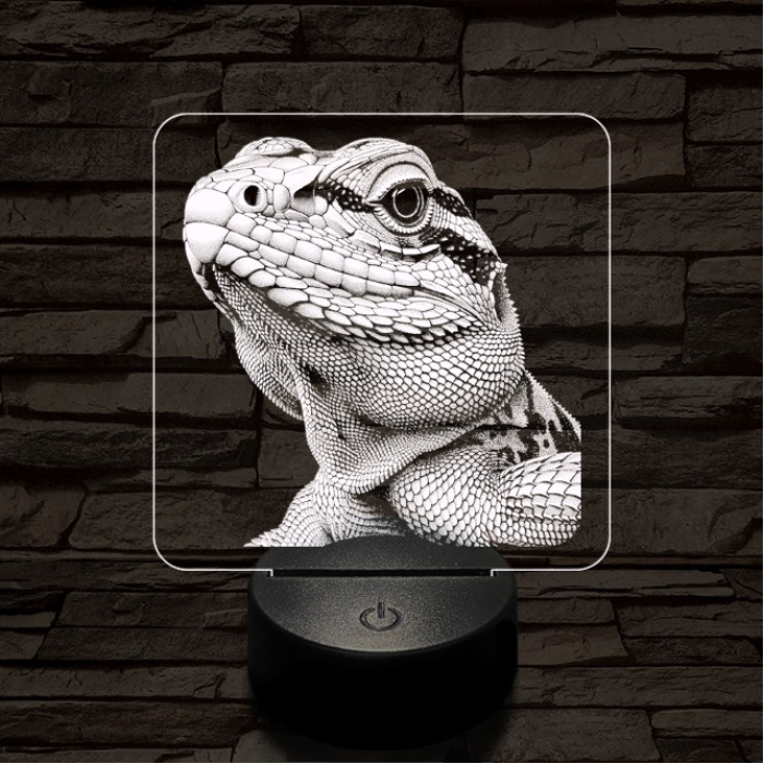 Bámészkodó gyík 7 színű valósághű 3D led lámpa