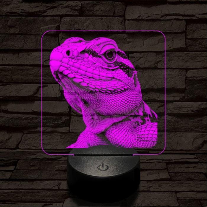 Bámészkodó gyík 7 színű valósághű 3D led lámpa