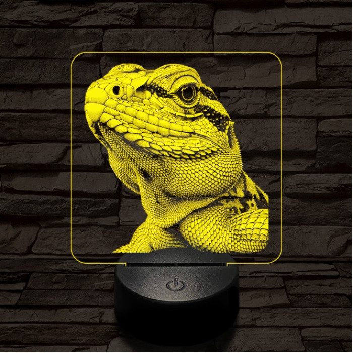 Bámészkodó gyík 7 színű valósághű 3D led lámpa