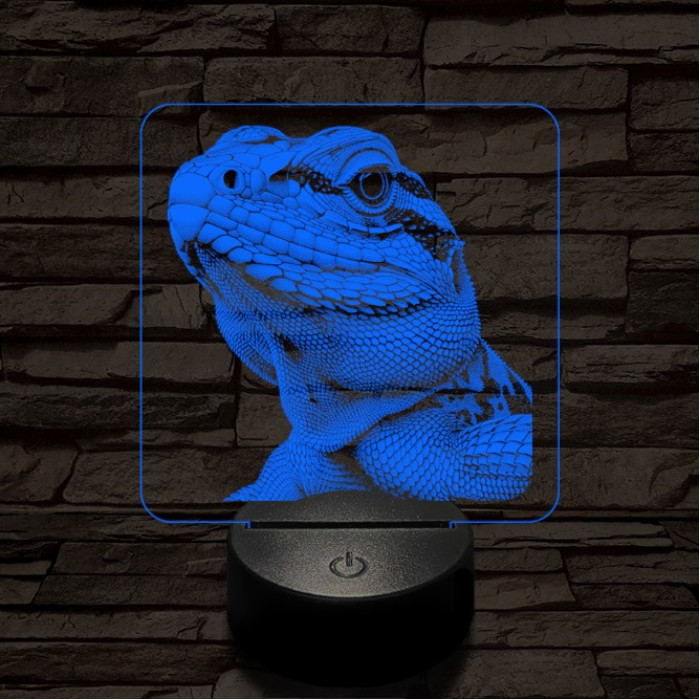 Bámészkodó gyík 7 színű valósághű 3D led lámpa