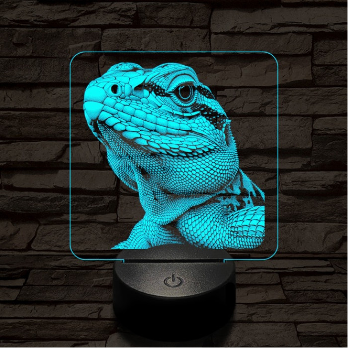 Bámészkodó gyík 7 színű valósághű 3D led lámpa