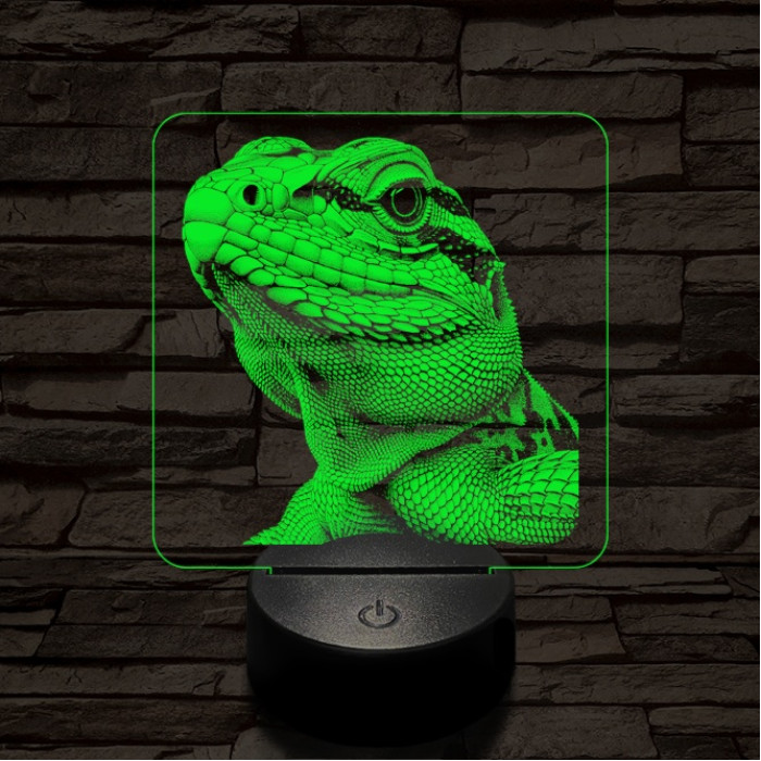 Bámészkodó gyík 7 színű valósághű 3D led lámpa