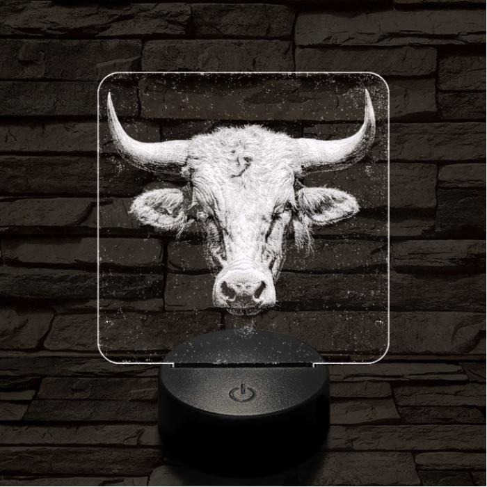 A tehéncsorda vezére 7 színű valósághű 3D led lámpa