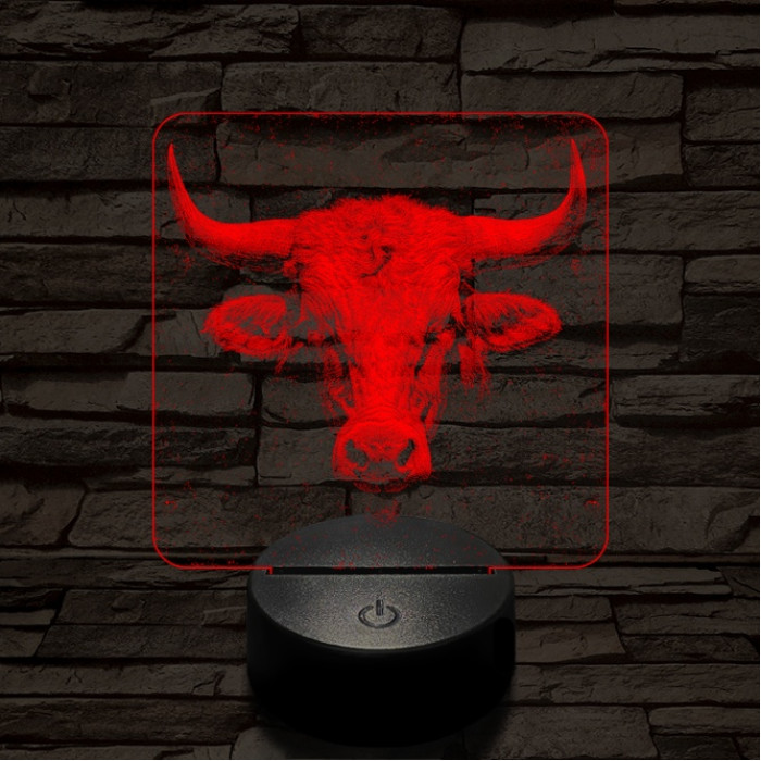 A tehéncsorda vezére 7 színű valósághű 3D led lámpa