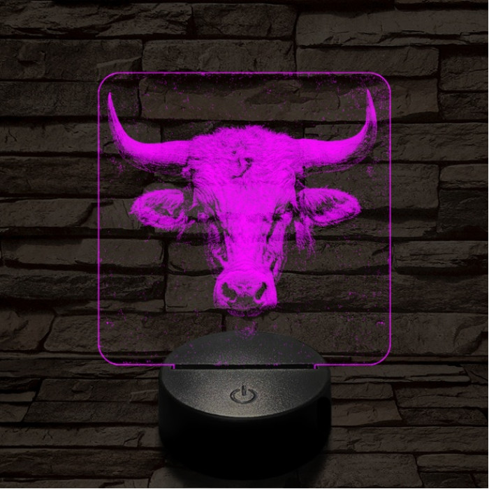 A tehéncsorda vezére 7 színű valósághű 3D led lámpa