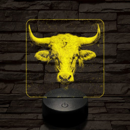 A tehéncsorda vezére 7 színű valósághű 3D led lámpa