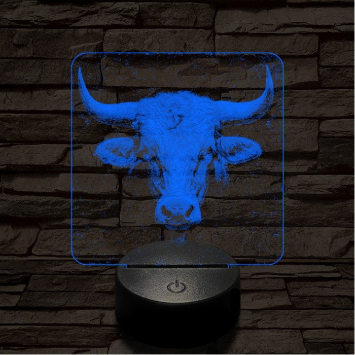 A tehéncsorda vezére 7 színű valósághű 3D led lámpa