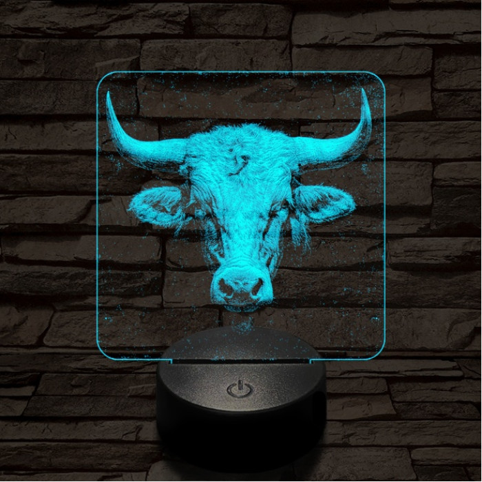 A tehéncsorda vezére 7 színű valósághű 3D led lámpa