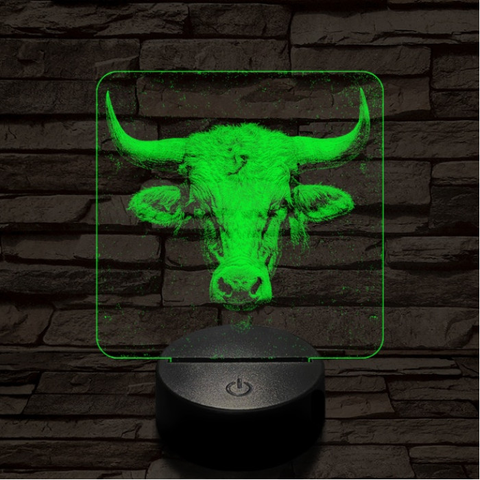 A tehéncsorda vezére 7 színű valósághű 3D led lámpa