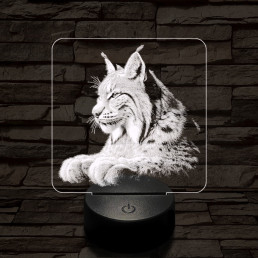 Hiúz portré 7 színű valósághű 3D led lámpa