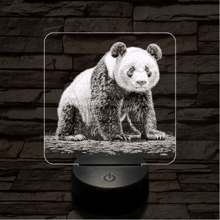 Bámészkodó panda 7 színű valósághű 3D led lámpa