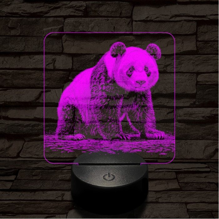Bámészkodó panda 7 színű valósághű 3D led lámpa