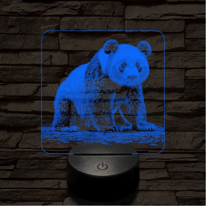 Bámészkodó panda 7 színű valósághű 3D led lámpa