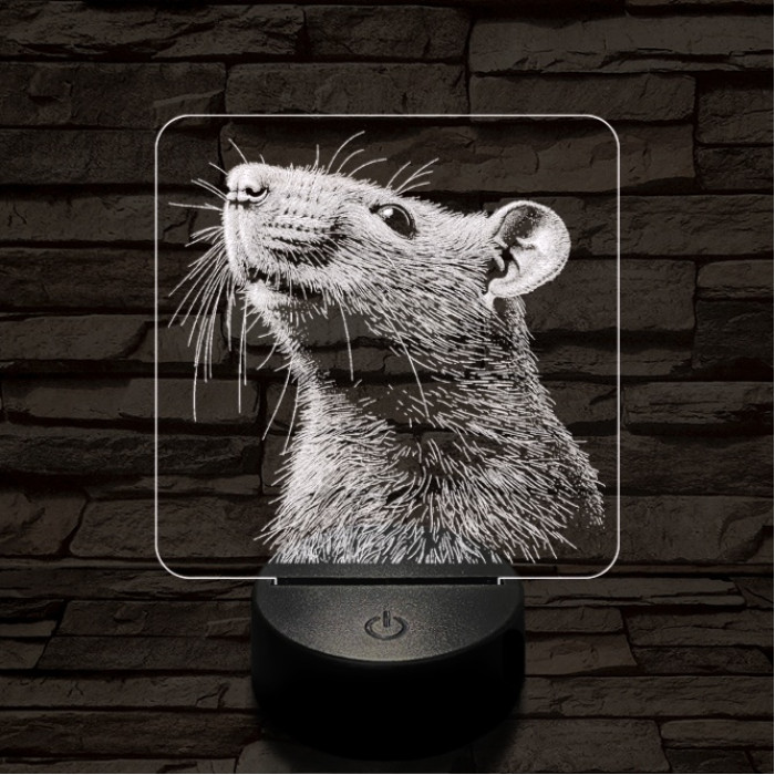 Szimatoló kisegér 7 színű valósághű 3D led lámpa