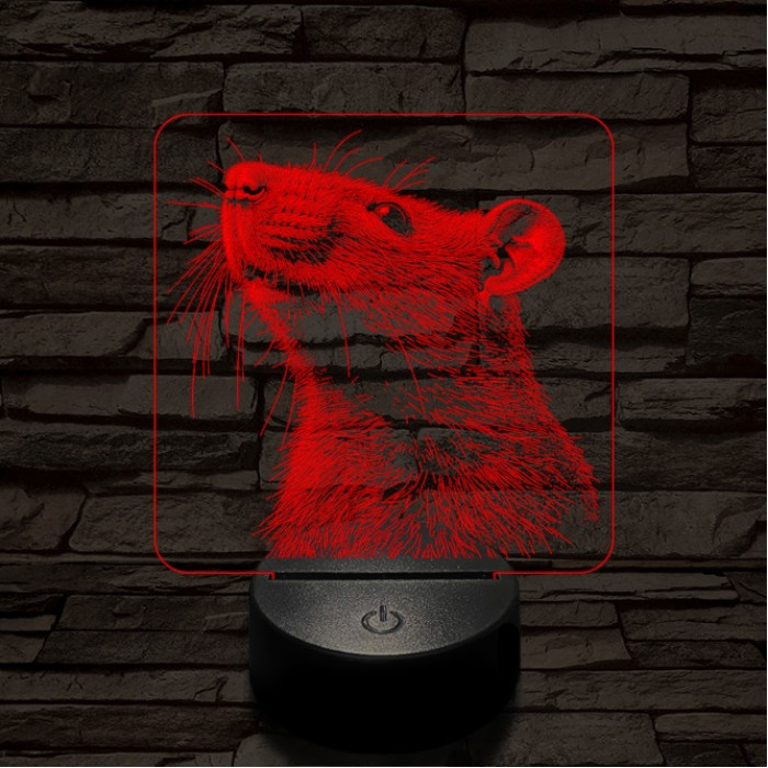 Szimatoló kisegér 7 színű valósághű 3D led lámpa