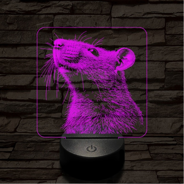 Szimatoló kisegér 7 színű valósághű 3D led lámpa