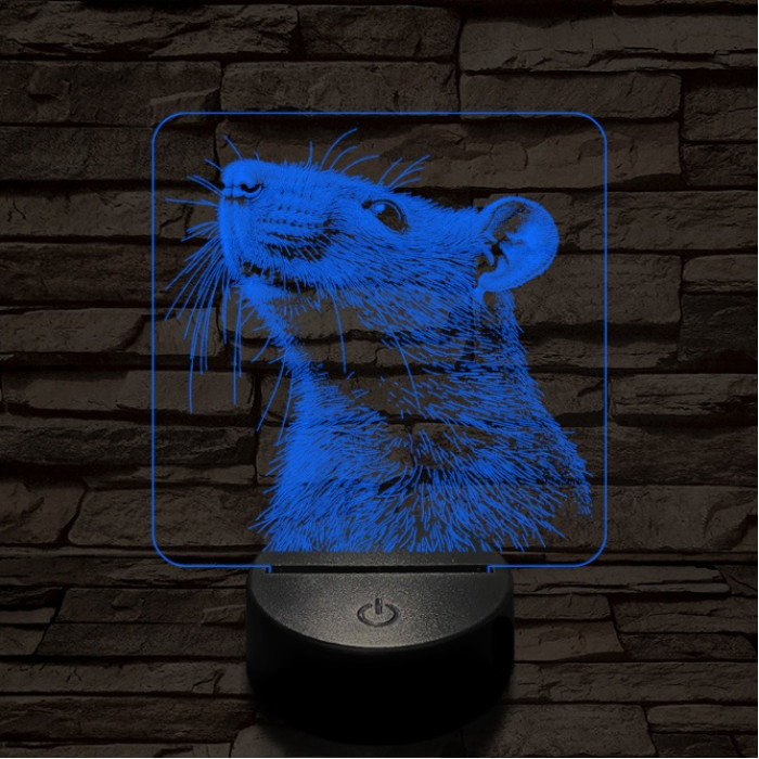 Szimatoló kisegér 7 színű valósághű 3D led lámpa