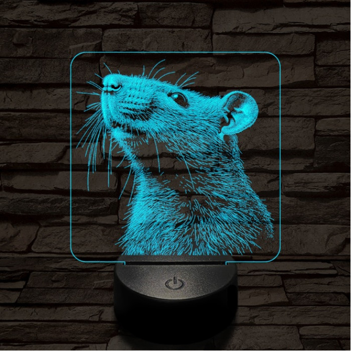Szimatoló kisegér 7 színű valósághű 3D led lámpa
