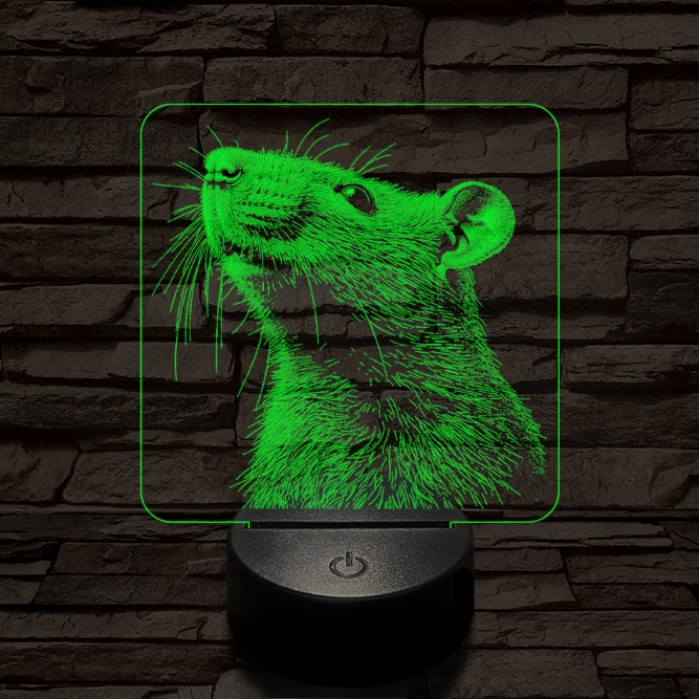 Szimatoló kisegér 7 színű valósághű 3D led lámpa