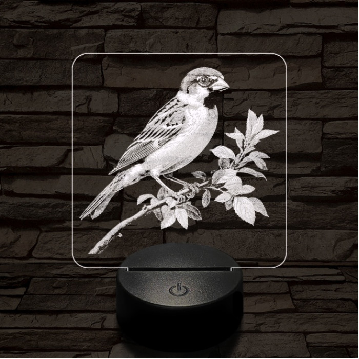 Veréb pihenő 7 színű valósághű 3D led lámpa