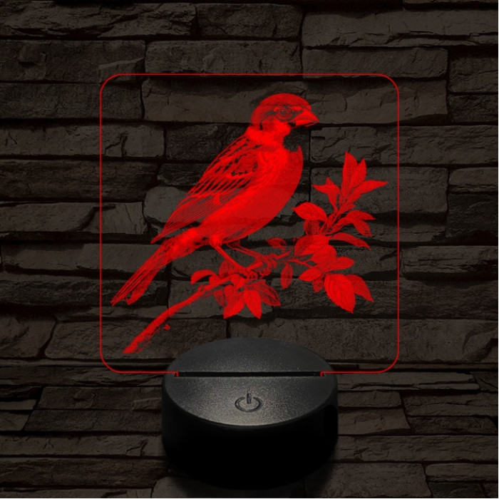 Veréb pihenő 7 színű valósághű 3D led lámpa