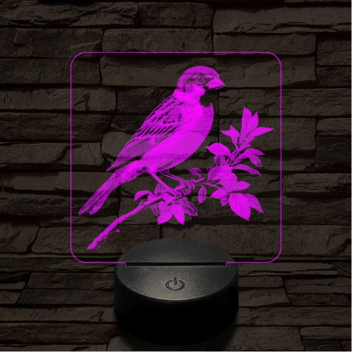 Veréb pihenő 7 színű valósághű 3D led lámpa
