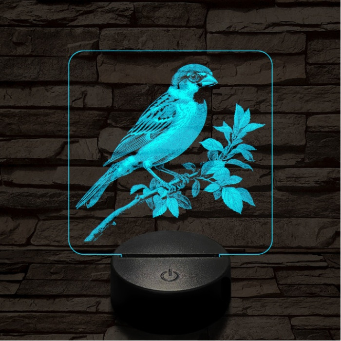 Veréb pihenő 7 színű valósághű 3D led lámpa
