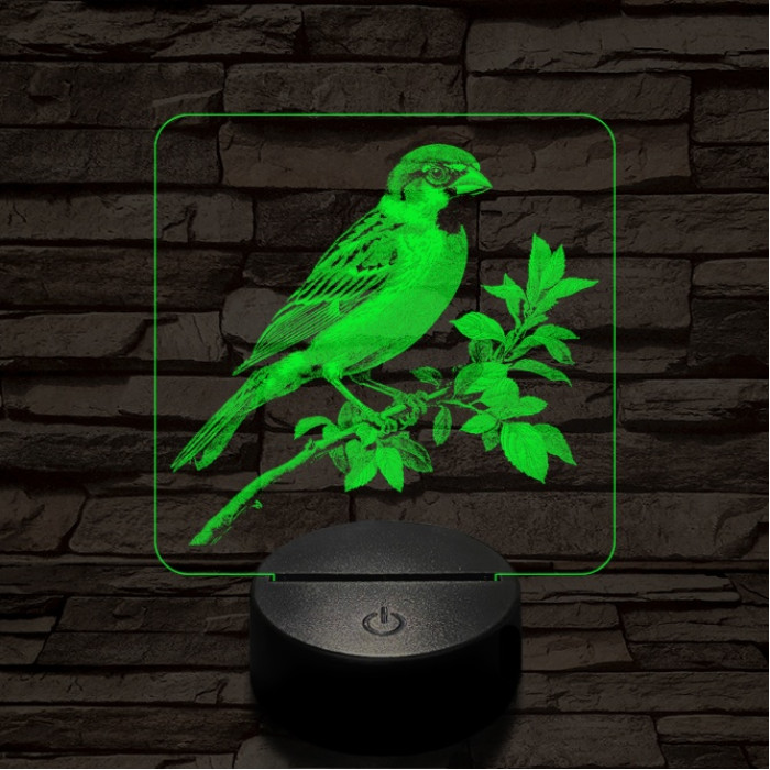 Veréb pihenő 7 színű valósághű 3D led lámpa