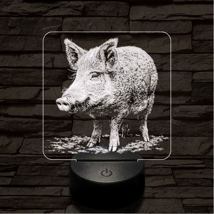 Settenkedő vaddisznó 7 színű valósághű 3D led lámpa