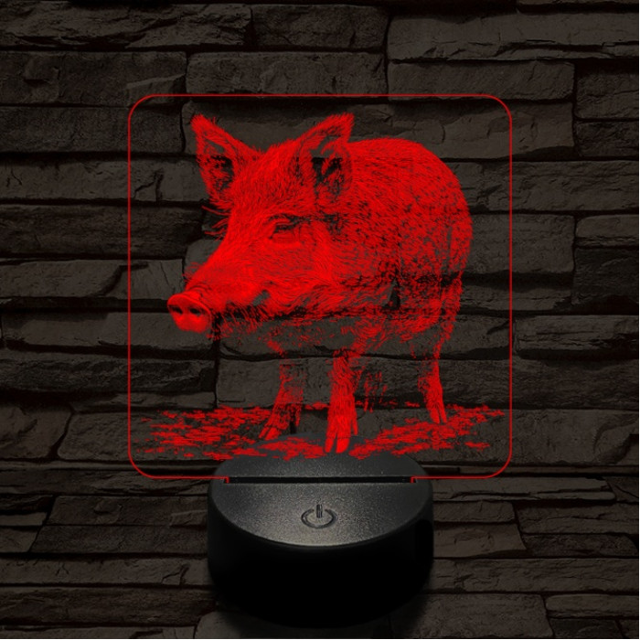 Settenkedő vaddisznó 7 színű valósághű 3D led lámpa