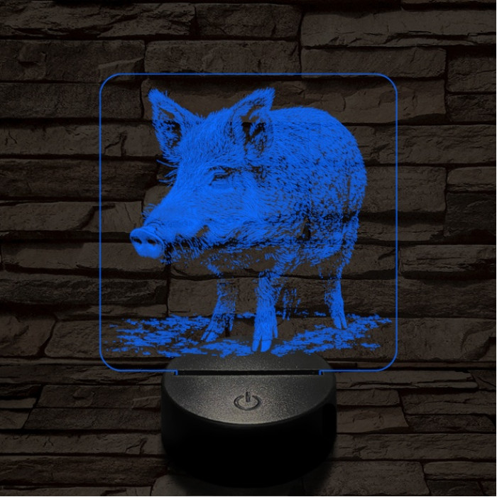 Settenkedő vaddisznó 7 színű valósághű 3D led lámpa