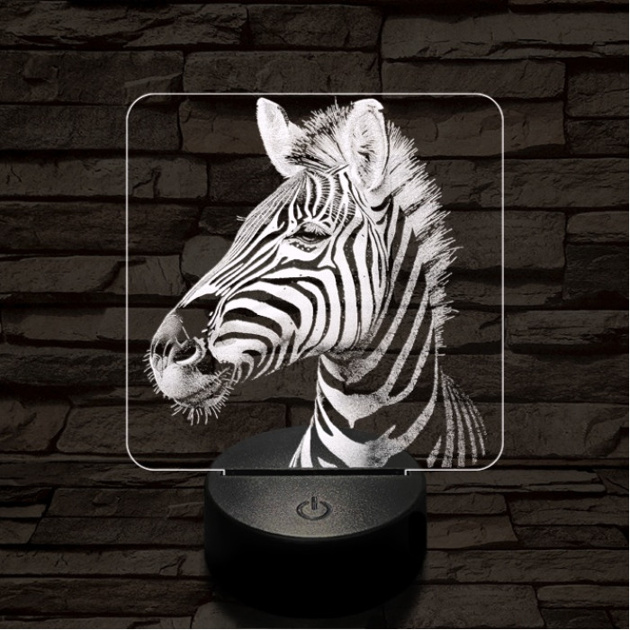 Bájos zebra 7 színű valósághű 3D led lámpa