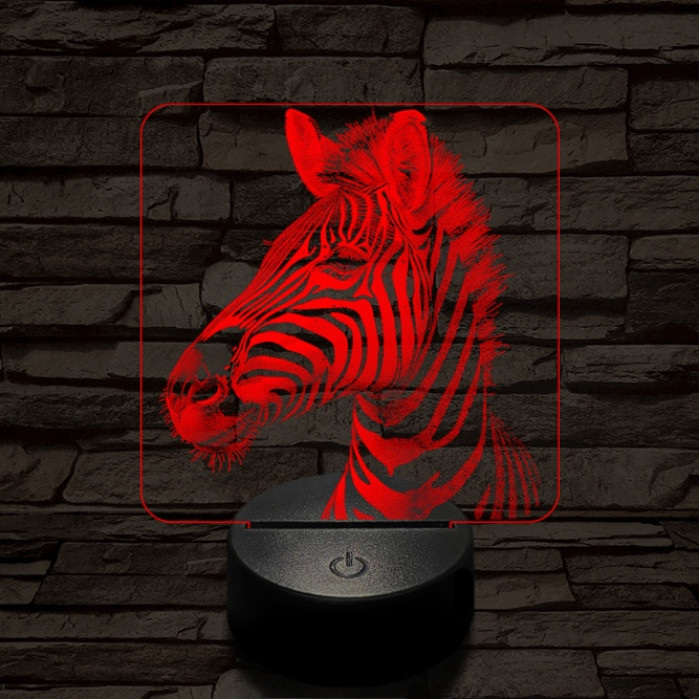 Bájos zebra 7 színű valósághű 3D led lámpa
