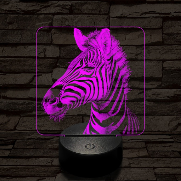 Bájos zebra 7 színű valósághű 3D led lámpa