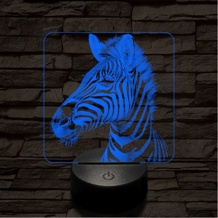 Bájos zebra 7 színű valósághű 3D led lámpa
