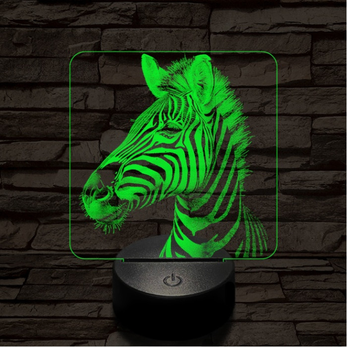 Bájos zebra 7 színű valósághű 3D led lámpa