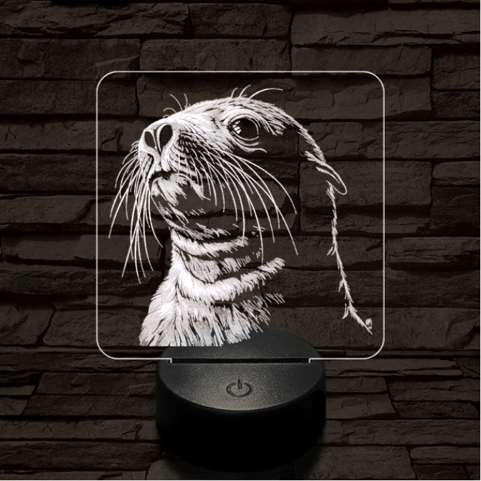 Jámbor fóka 7 színű valósághű 3D led lámpa
