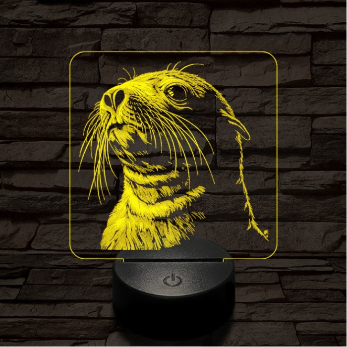 Jámbor fóka 7 színű valósághű 3D led lámpa