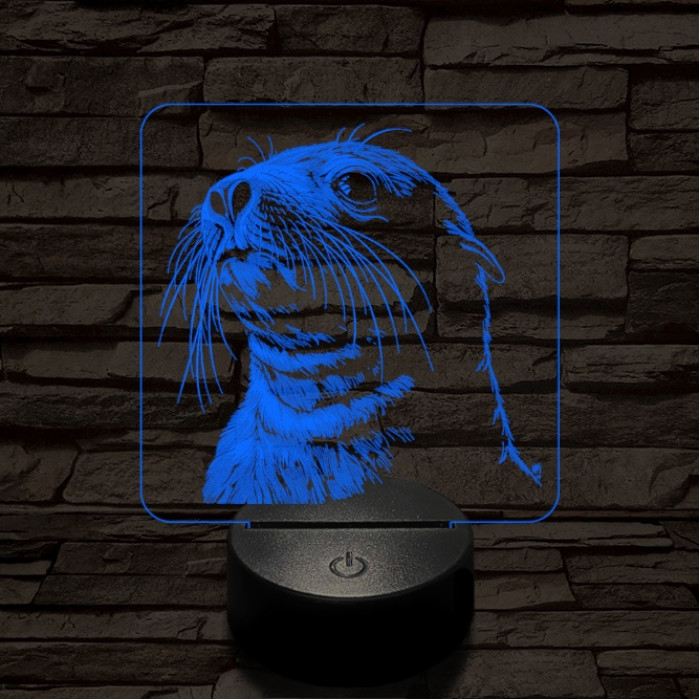 Jámbor fóka 7 színű valósághű 3D led lámpa
