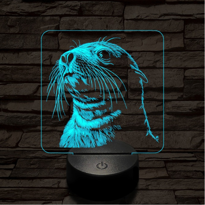 Jámbor fóka 7 színű valósághű 3D led lámpa