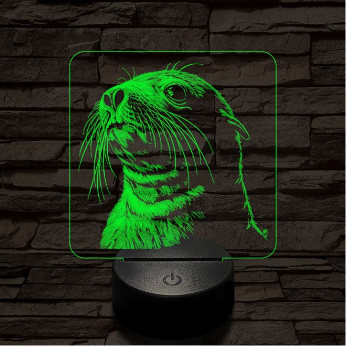 Jámbor fóka 7 színű valósághű 3D led lámpa