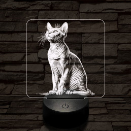 Szfinx macska 7 színű valósághű 3D led lámpa