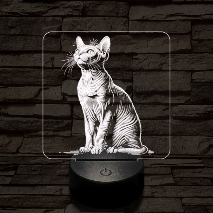 Szfinx macska 7 színű valósághű 3D led lámpa