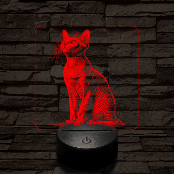 Szfinx macska 7 színű valósághű 3D led lámpa