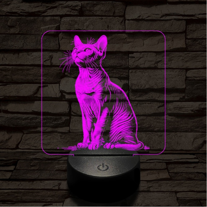 Szfinx macska 7 színű valósághű 3D led lámpa