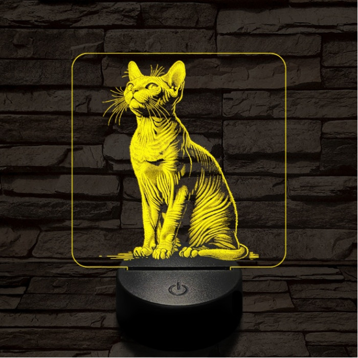Szfinx macska 7 színű valósághű 3D led lámpa