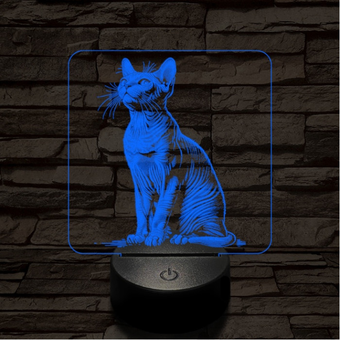 Szfinx macska 7 színű valósághű 3D led lámpa