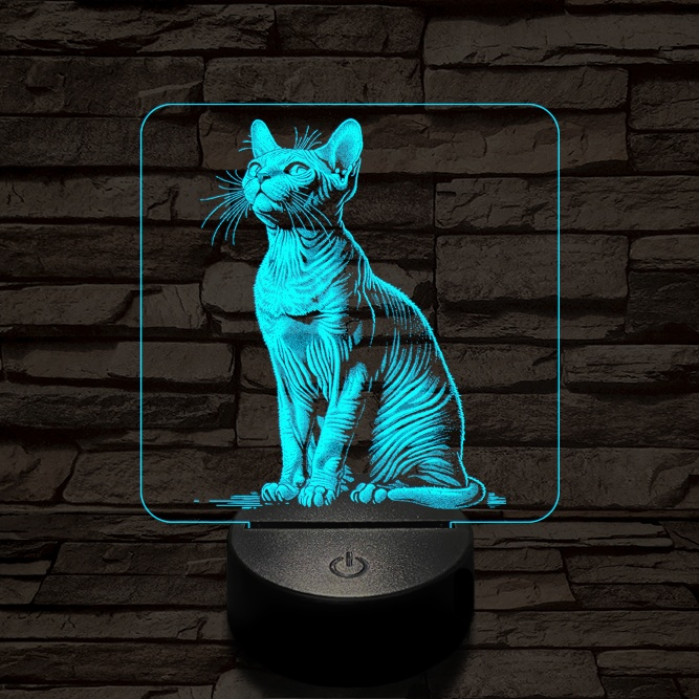 Szfinx macska 7 színű valósághű 3D led lámpa