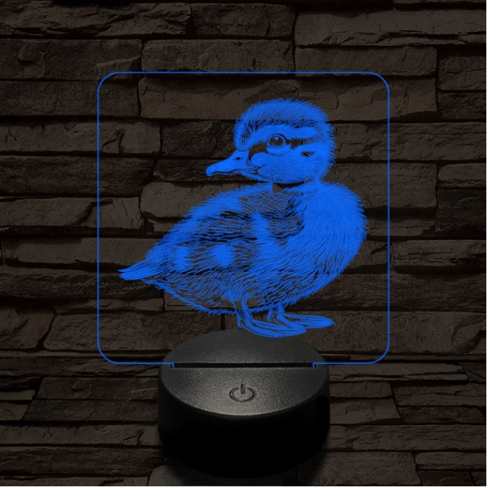 Kíváncsi kiskacsa 7 színű valósághű 3D led lámpa
